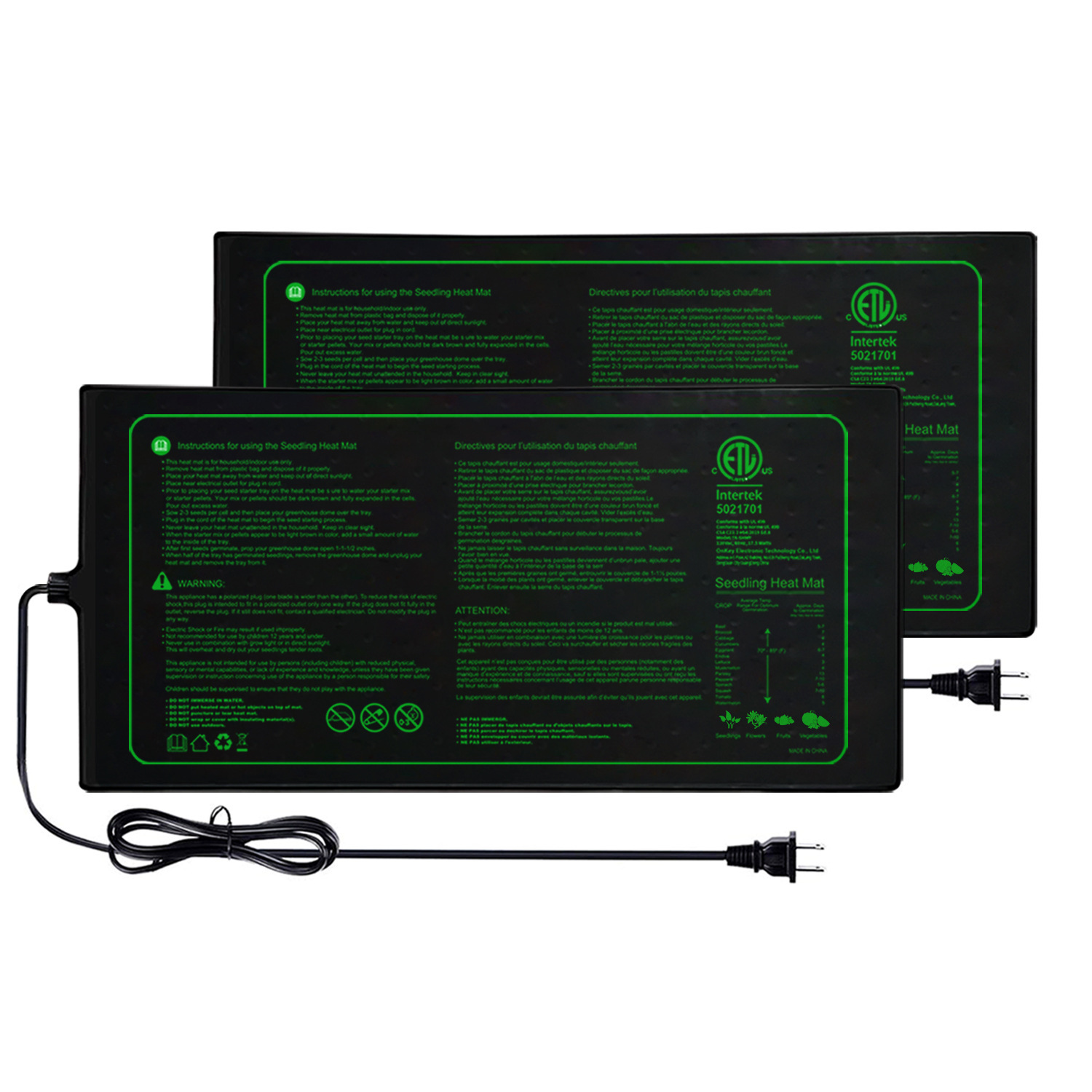 Heat Mat Seedling - Twee-pack 20x10Inch Zaailing Warmte Mat Waterdichte