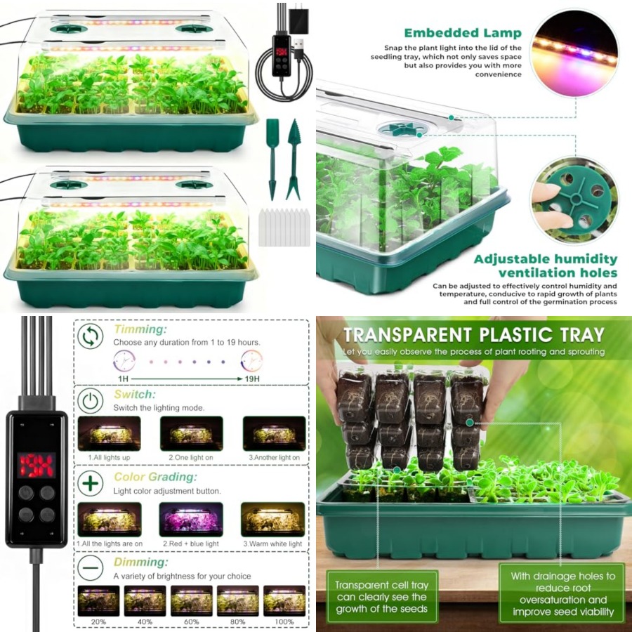 Humidity Dome Kit - Zaaitray met groeilamp, 96-cels zaaitrayset, zaaitrays