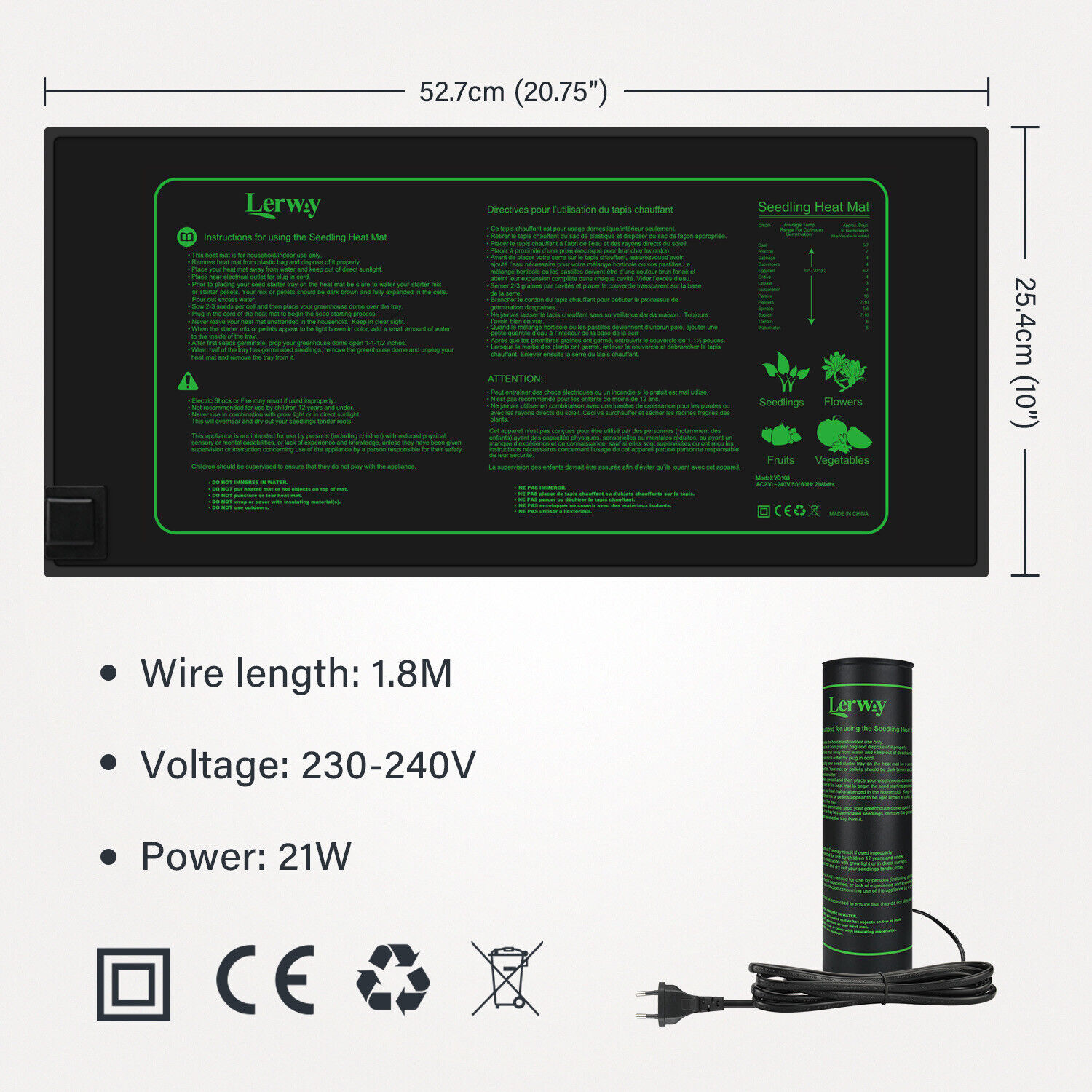 LERWAY 21W Zaailing Verwarming - Heat Mat Seedling recensie en prijs